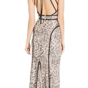 Xscape Black and Cream Backless Dress